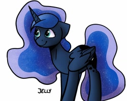 Size: 1032x826 | Tagged: safe, artist:jellysketch, artist:jellyys, imported from derpibooru, princess luna, alicorn, pony, female, photoshop, simple background, smiling, solo, standing