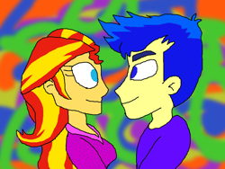 Size: 2000x1500 | Tagged: safe, artist:ktd1993, edit, imported from derpibooru, flash sentry, sunset shimmer, equestria girls, 1000 hours in ms paint, digital art, female, flashimmer, male, shipping, straight