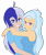 Size: 2876x3412 | Tagged: safe, artist:icey-wicey-1517, artist:icicle-wicicle-1517, artist:kai-alive, color edit, edit, imported from derpibooru, minuette, trixie, human, alternate hairstyle, clothes, collaboration, colored, female, grin, hug, human coloration, humanized, lesbian, light skin, lightly tanned skin, minixie, shipping, shirt, simple background, smiling, t-shirt, tanktop, transparent background