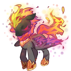 Size: 500x500 | Tagged: safe, artist:ad-opt, imported from derpibooru, oc, oc only, pegasus, pony, glowing eyes, hoof shoes, mane of fire, pegasus oc, peytral, red eyes, simple background, solo, transparent background, wings