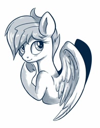 Size: 649x834 | Tagged: safe, artist:sorcerushorserus, imported from derpibooru, firefly, pegasus, pony, female, grayscale, mare, monochrome, simple background, solo, white background