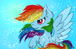 Size: 3000x1920 | Tagged: safe, artist:dawn-designs-art, imported from derpibooru, rainbow dash, pegasus, pony, breeze, confident, female, sitting, solo, wind, windswept mane, wings