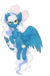 Size: 408x612 | Tagged: safe, artist:brendalobinha, imported from derpibooru, oc, oc only, oc:fleurbelle, alicorn, pony, adorabelle, cheek fluff, chest fluff, cute, ear fluff, flying, looking at you, ocbetes, ribbon, simple background, solo, transparent background, wings