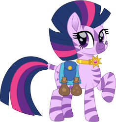 Size: 1414x1500 | Tagged: safe, alternate version, artist:cloudy glow, artist:cloudyglow, imported from derpibooru, twilight sparkle, pony, zebra, amulet, cute, dock, female, jewelry, mare, movie accurate, potion, raised hoof, simple background, solo, species swap, transparent background, twiabetes, zebrafied