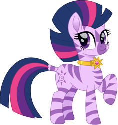 Size: 1414x1500 | Tagged: safe, alternate version, artist:cloudy glow, artist:cloudyglow, imported from derpibooru, twilight sparkle, pony, zebra, amulet, cute, dock, female, jewelry, mare, movie accurate, raised hoof, simple background, solo, species swap, transparent background, twiabetes, zebrafied