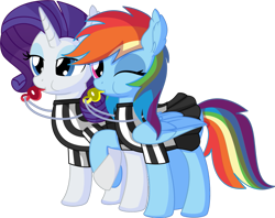 Size: 1003x796 | Tagged: safe, artist:cyanlightning (private commission), imported from derpibooru, rainbow dash, rarity, pegasus, pony, unicorn, blowing whistle, buckball, clothes, commission, cute, dashabetes, duo, duo female, female, friendshipping, mare, mascara, mouth hold, one eye closed, puffy cheeks, rainblow dash, rainbow dashs coaching whistle, raribetes, referee, referee rainbow dash, referee rarity, referee shirt, simple background, skirt, that pony sure does love whistles, transparent background, vector, whistle, whistle necklace