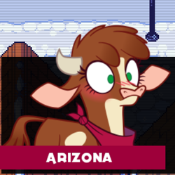 Size: 384x382 | Tagged: safe, imported from derpibooru, screencap, arizona cow, cow, them's fightin' herds, arizona (tfh), arizonadorable, blushing, community related, cropped, cute