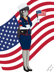 Size: 1500x2000 | Tagged: safe, artist:drake-rex, imported from derpibooru, octavia melody, equestria girls, american flag, clothes, commission, evening gloves, female, gloves, long gloves, solo, united states