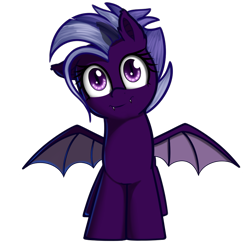 Size: 908x915 | Tagged: safe, artist:neuro, imported from derpibooru, oc, oc only, oc:purity ebonshield, bat pony, pony, fanfic:everyday life with guardsmares, /mlp/, 4chan, everyday life with guardsmares, female, mare, simple background, solo, transparent background