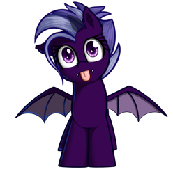 Size: 908x915 | Tagged: safe, artist:neuro, imported from derpibooru, oc, oc only, oc:purity ebonshield, bat pony, pony, fanfic:everyday life with guardsmares, /mlp/, 4chan, everyday life with guardsmares, female, mare, simple background, solo, tongue out, transparent background