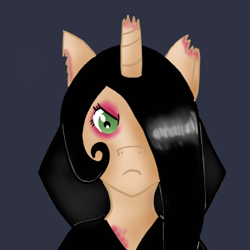 Size: 500x500 | Tagged: safe, artist:lyndrewsomethin, imported from derpibooru, oc, oc only, oc:valene, pony, unicorn, fallout equestria, broken horn, horn, solo