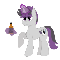 Size: 2500x2500 | Tagged: safe, artist:inky scroll, imported from derpibooru, oc, oc only, oc:inky scroll, pony, unicorn, alcohol, animated, gif, levitation, magic, simple background, telekinesis, transparent background