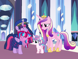 Size: 1440x1080 | Tagged: safe, artist:徐詩珮, imported from derpibooru, princess cadance, princess flurry heart, twilight sparkle, oc, oc:bubble sparkle, alicorn, pony, bubbleverse, series:sprglitemplight diary, series:sprglitemplight life jacket days, series:springshadowdrops diary, series:springshadowdrops life jacket days, alternate universe, aunt and niece, auntie twilight, baby, baby pony, base used, chase (paw patrol), clothes, cousins, female, filly, filly flurry heart, like mother like daughter, like parent like child, magical lesbian spawn, magical threesome spawn, mother and child, mother and daughter, mother's day, multiple parents, next generation, offspring, parent:glitter drops, parent:spring rain, parent:tempest shadow, parent:twilight sparkle, parents:glittershadow, parents:sprglitemplight, parents:springdrops, parents:springshadow, parents:springshadowdrops, paw patrol, twilight sparkle (alicorn)