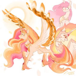 Size: 2000x2000 | Tagged: safe, artist:creeate97, imported from derpibooru, daybreaker, princess celestia, alicorn, pony, alternate design, female, jewelry, mare, pink-mane celestia, regalia, solo