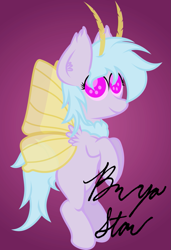 Size: 737x1080 | Tagged: safe, artist:brightstarclick, artist:bryastar, imported from derpibooru, oc, oc only, oc:lavender blossom, moth, mothpony, original species