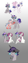 Size: 818x1843 | Tagged: safe, artist:polymercorgi, imported from derpibooru, princess flurry heart, oc, oc:heartthrob, pegasus, pony, unicorn, colt, female, filly, male, offspring, older, parent:princess cadance, parent:shining armor, parents:shiningcadance, stallion