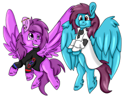 Size: 2500x2000 | Tagged: safe, artist:euspuche, imported from derpibooru, oc, oc only, oc:high flyer, oc:parabellum, pegasus, pony, clothes, looking at each other, looking up, simple background, transparent background