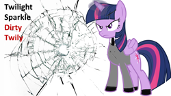 Size: 1280x720 | Tagged: safe, imported from derpibooru, twilight sparkle, alicorn, pony, clint eastwood, dirty harry, glass, movie, movie poster, poster, text, twilight sparkle (alicorn), vector