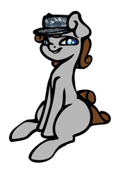 Size: 853x1280 | Tagged: safe, artist:slavedemorto, imported from derpibooru, oc, oc only, earth pony, pony, female, hat, mare, patrol cap, simple background, sitting, smiling, solo, white background