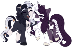 Size: 1280x854 | Tagged: safe, artist:unicorn-mutual, imported from derpibooru, oc, oc only, oc:amaris eclipse, oc:lullaby, earth pony, pony, unicorn, female, mare, simple background, transparent background