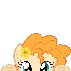 Size: 10000x10000 | Tagged: safe, artist:mrkat7214, imported from derpibooru, part of a set, pear butter, earth pony, pony, absurd resolution, cute, female, flower, flower in hair, lurking, pearabetes, peeking, simple background, solo, soon, transparent background, underhoof, vector