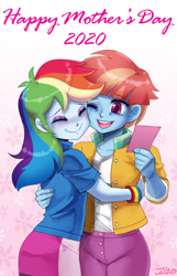 Size: 1000x1554 | Tagged: safe, artist:johnjoseco, imported from derpibooru, rainbow dash, windy whistles, human, equestria girls, clothes, cute, dashabetes, digital art, duo, equestria girls-ified, female, hug, mother and child, mother and daughter, mother's day, windybetes