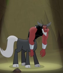 Size: 606x702 | Tagged: safe, imported from derpibooru, screencap, lord tirek, centaur, frenemies (episode), bracer, cloven hooves, colored hooves, cropped, cute, floppy ears, nose piercing, nose ring, piercing, sad, sadorable, septum piercing, spotlight, standing, tirebetes