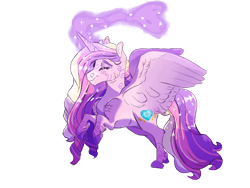 Size: 1200x900 | Tagged: safe, artist:parclytaxel, artist:stevonnieishere, imported from derpibooru, princess cadance, alicorn, pony, female, flying, heart, magic, mare, simple background, solo, sparkles, transparent background