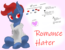 Size: 1252x964 | Tagged: safe, artist:superroblox00, artist:willight-robinbine, imported from derpibooru, oc, oc only, oc:romancehater, bat pony, wingless bat pony, base used, bat pony oc, clothes, digital art, hoodie, male, paint.net, signature, wingless