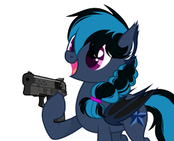 Size: 3700x3000 | Tagged: dead source, safe, artist:alfury, imported from derpibooru, oc, oc only, bat pony, pony, base used, delet this, female, gun, handgun, mare, meme, pistol, simple background, solo, transparent background