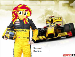 Size: 515x389 | Tagged: safe, imported from derpibooru, sunset shimmer, equestria girls, female, formula 1, renault, robert kubica, solo