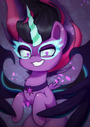 Size: 2150x3035 | Tagged: safe, artist:inaba_hitomi, imported from derpibooru, sci-twi, twilight sparkle, pony, equestria girls, friendship games, chest fluff, equestria girls ponified, female, high res, looking at you, mare, midnight sparkle, pixiv, ponified, smiling, solo