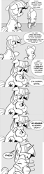 Size: 960x3784 | Tagged: safe, artist:mamatwilightsparkle, imported from derpibooru, spike, twilight sparkle, dragon, pony, unicorn, tumblr:mama twilight sparkle, baby, baby spike, comic, crying, diaper, hug, mama twilight, mama twilight sparkle, monochrome, pouting, tumblr, younger