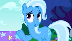 Size: 1366x768 | Tagged: safe, artist:dtkraus, edit, edited edit, edited screencap, editor:slayerbvc, imported from derpibooru, screencap, trixie, earth pony, pony, no second prances, :o, earth pony trixie, female, mare, open mouth, race swap, raised hoof, solo, underhoof