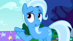 Size: 1366x768 | Tagged: safe, artist:dtkraus, edit, edited edit, edited screencap, editor:slayerbvc, imported from derpibooru, screencap, trixie, pony, unicorn, no second prances, :o, detachable horn, female, goddammit kraus, hoof hold, horn, mare, modular, open mouth, solo, underhoof