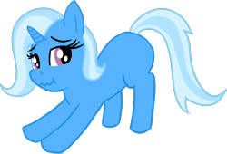 Size: 2274x1543 | Tagged: safe, artist:poniidesu, imported from derpibooru, trixie, pony, unicorn, blank flank, female, filly, iwtcird, looking at you, meme, simple background, solo, transparent background, wavy mouth, younger