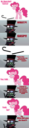 Size: 1365x5889 | Tagged: safe, imported from derpibooru, pinkie pie, angry, black hat (villainous), broken cane, comic, crossover, female, hat, male, top hat