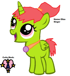 Size: 499x538 | Tagged: safe, imported from derpibooru, oc, oc:eliza singer, alicorn, pony, alicorn oc, amulet, cute, female, filly, horn, jewelry, necklace, ponytail, smiling, wings