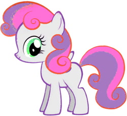 Size: 400x367 | Tagged: safe, edit, edited screencap, imported from derpibooru, screencap, sweetie belle, pegasus, pony, female, filly, looking at you, not a vector, pegasus sweetie belle, race swap, recolor, smiling