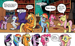 Size: 800x490 | Tagged: safe, idw, imported from derpibooru, applejack, fluttershy, pinkie pie, rainbow dash, rarity, twilight sparkle, alicorn, earth pony, pegasus, unicorn, bitch i'm fabulous, catchphrase, exploitable meme, eyes closed, hit 'em with the corn!, jean-paul heaven, mane 6 interests, mane six, meme, obligatory pony, panty and stocking with garterbelt, reference, reference used, smiling, supermariologan, the electric company, twilight sparkle (alicorn), vulgar, yoo-hoo