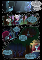 Size: 1240x1754 | Tagged: safe, artist:lunarcakez, imported from derpibooru, princess luna, oc, earth pony, pony, comic:the origins of hollow shades, cloak, clothes, comic, female, male, mare, s1 luna, stallion