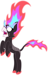 Size: 1318x2041 | Tagged: safe, artist:amrasfelagund, deleted from derpibooru, imported from derpibooru, oc, oc:funfetti, hippogriff, hybrid, kirin, nirik, description at source, description is relevant, fangs, flaming hair, flaming hooves, freckles, friendship is magic: the next generation, glowing eyes, great flaming eyebrows, hippogriff hybrid, kirin hybrid, magical lesbian spawn, offspring, parent:autumn blaze, parent:princess skystar, parents:autumnstar, sharp teeth, simple background, teeth, transparent background