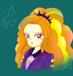 Size: 1130x1174 | Tagged: safe, artist:suke2242, imported from derpibooru, adagio dazzle, equestria girls, equestria girls series, spoiler:eqg series (season 2), :o, adoragio, bust, cute, female, green background, looking at you, open mouth, simple background, solo