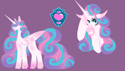 Size: 1045x593 | Tagged: safe, artist:d3pressedr4inbow, imported from derpibooru, princess flurry heart, alicorn, pony, female, hair over eyes, mare, older, older flurry heart, purple background, simple background, solo