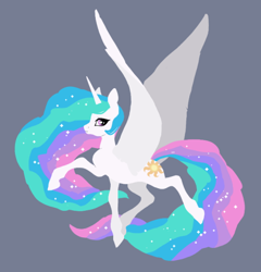 Size: 500x520 | Tagged: safe, artist:novuerau, imported from derpibooru, princess celestia, alicorn, pony, blue background, female, mare, profile, simple background, solo, spread wings, wings