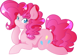 Size: 698x501 | Tagged: safe, artist:mavdpie, imported from derpibooru, pinkie pie, earth pony, pony, colored pupils, cute, diapinkes, female, mare, prone, simple background, solo, transparent background