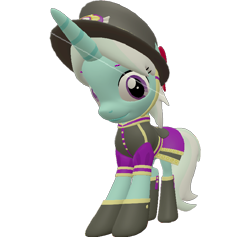 Size: 758x720 | Tagged: safe, artist:topsangtheman, imported from derpibooru, cornetta, pony, unicorn, 3d, clothes, female, hat, looking at you, looking down at you, simple background, solo, source filmmaker, transparent background, uniform