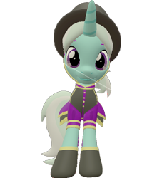 Size: 654x720 | Tagged: safe, artist:topsangtheman, imported from derpibooru, cornetta, pony, unicorn, 3d, clothes, female, hat, looking at you, simple background, solo, source filmmaker, staring into your soul, transparent background, uniform