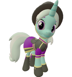 Size: 667x720 | Tagged: safe, artist:topsangtheman, imported from derpibooru, cornetta, pony, unicorn, 3d, aside glance, clothes, female, hat, looking at you, sideways glance, simple background, solo, source filmmaker, transparent background, uniform