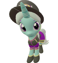 Size: 666x720 | Tagged: safe, artist:topsangtheman, imported from derpibooru, cornetta, pony, unicorn, 3d, clothes, female, hat, looking at you, simple background, solo, source filmmaker, transparent background, uniform